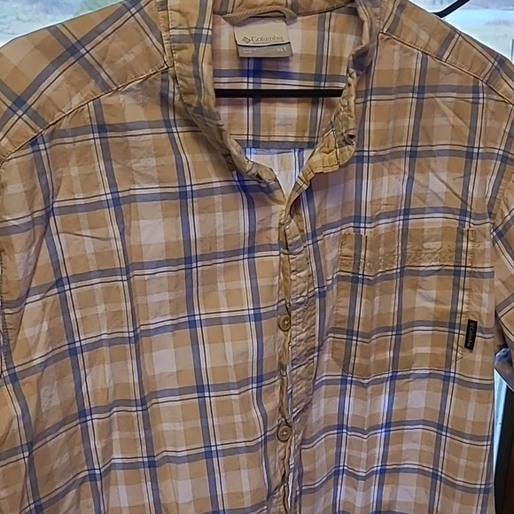 Columbia Shirt Mens XLT Athletic Plaid Outdoor Striped Button Down - Picture 2 of 4